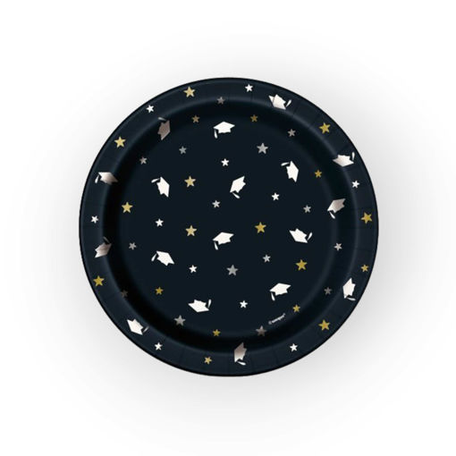 Picture of GRADUATION STARS&CAPS PAPER PLATES 18CM 8PK